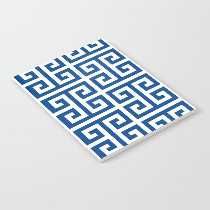 Denim Blue and White Greek Key Pattern Notebook Gallery Image 2