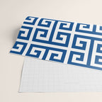 Denim Blue and White Greek Key Pattern Wrapping Paper Gallery Image 2