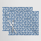 Denim Blue and White Greek Key Pattern Placemat Gallery Image 1