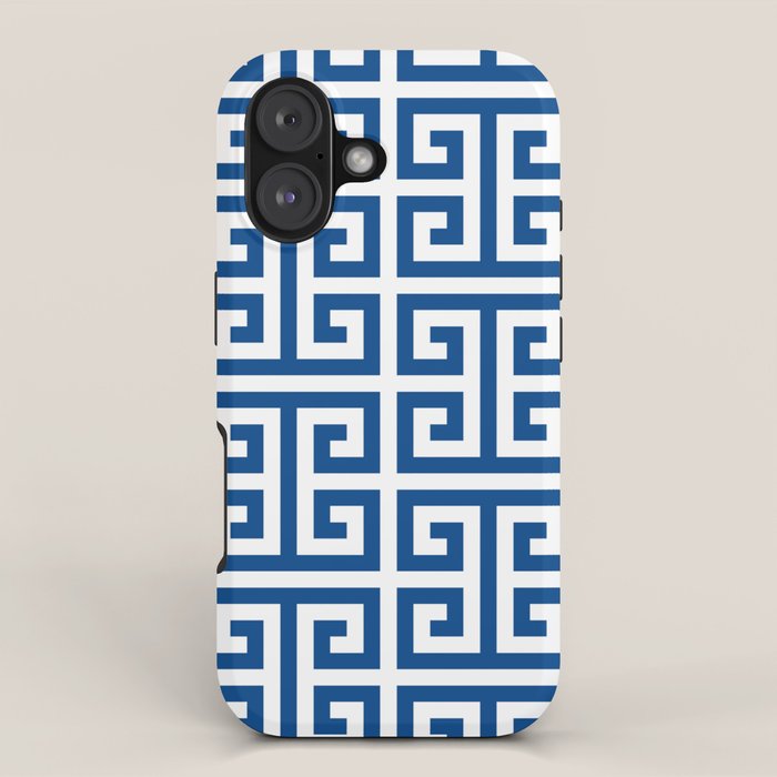 Denim Blue and White Greek Key Pattern iPhone Case Gallery Image 1