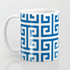 Denim Blue and White Greek Key Pattern Coffee Mug Gallery Image 3