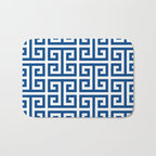 Denim Blue and White Greek Key Pattern Bath Mat Gallery Image 1