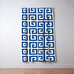 Denim Blue and White Greek Key Pattern Window Curtain Gallery Image 3