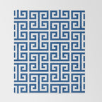 Denim Blue and White Greek Key Pattern Throw Blanket Gallery Image 2