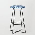 Denim Blue and White Greek Key Pattern Stool Gallery Image 1