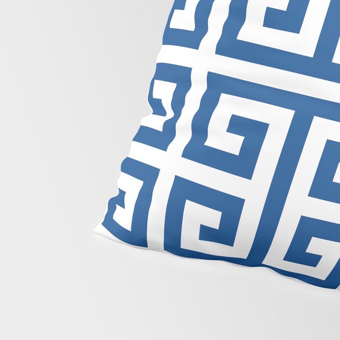 Denim Blue and White Greek Key Pattern Pillow Sham Gallery Image 4