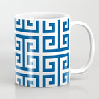 Denim Blue and White Greek Key Pattern Coffee Mug Gallery Image 1