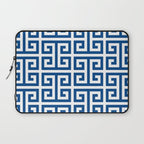 Denim Blue and White Greek Key Pattern Laptop Sleeve Gallery Image 1