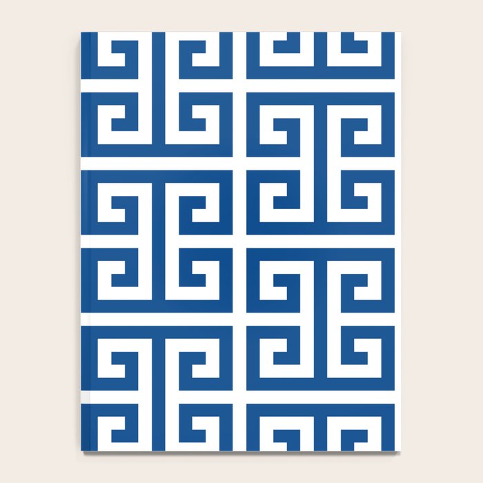 Denim Blue and White Greek Key Pattern Notebook Gallery Image 4