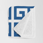 Denim Blue and White Greek Key Pattern Throw Blanket Gallery Image 3