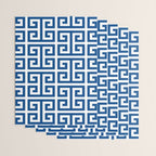 Denim Blue and White Greek Key Pattern Wrapping Paper Gallery Image 3