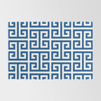 Denim Blue and White Greek Key Pattern Rug Gallery Image 2