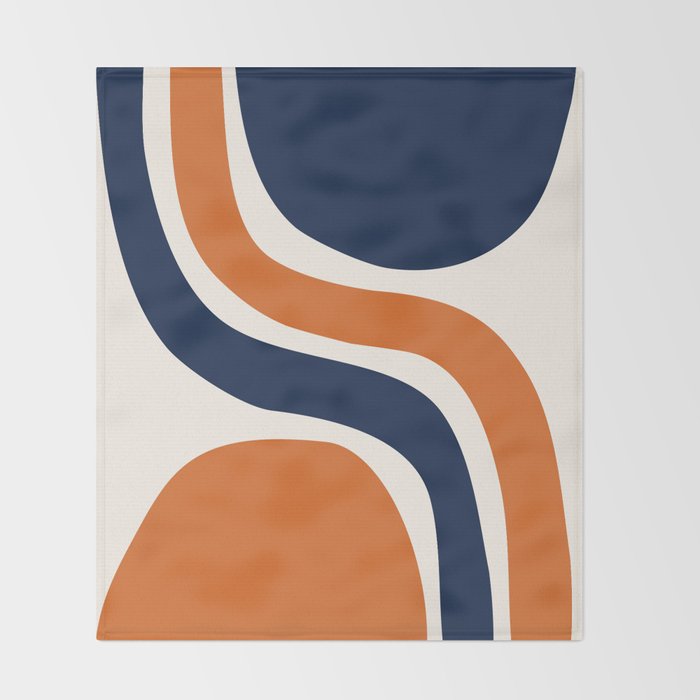 Abstract Shapes 66 in Vintage Orange and Navy Blue Throw Blanket Gallery Image 2