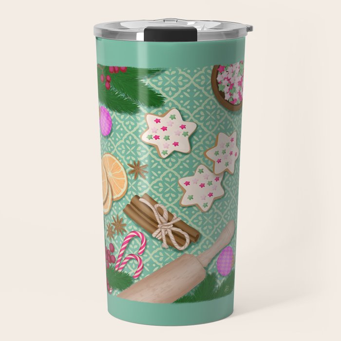 Whimsical Festive Holiday Baking Travel Mug Gallery Image 1