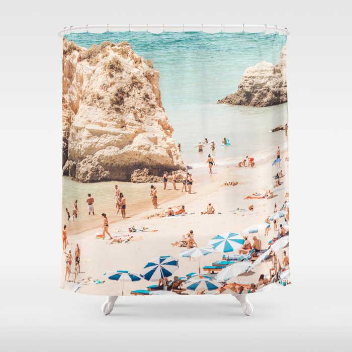 Aerial Beach Print - Ocean (part one of a diptych) Sea Travel photography Shower Curtain Gallery Image 1