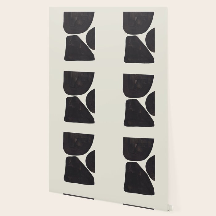Black & White Minimalist Abstract Shapes Patterns Black Ink Painting Wallpaper Gallery Image 2