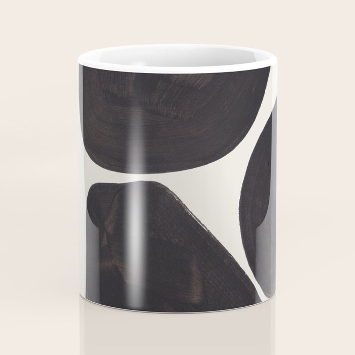 Black & White Minimalist Abstract Shapes Patterns Black Ink Painting Coffee Mug Gallery Image 4