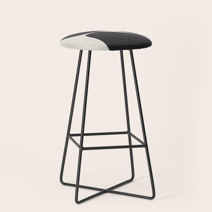 Black & White Minimalist Abstract Shapes Patterns Black Ink Painting Stool Gallery Image 1