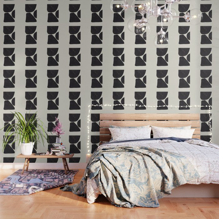 Black & White Minimalist Abstract Shapes Patterns Black Ink Painting Wallpaper Gallery Image 3