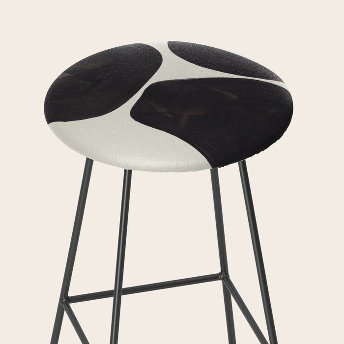 Black & White Minimalist Abstract Shapes Patterns Black Ink Painting Stool Gallery Image 2