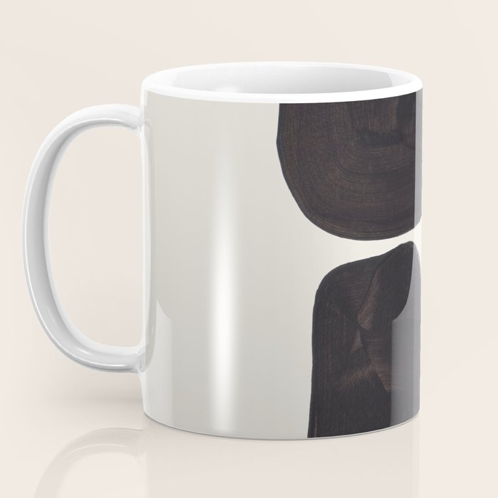 Black & White Minimalist Abstract Shapes Patterns Black Ink Painting Coffee Mug Gallery Image 3