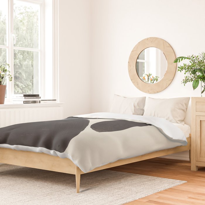 Black & White Minimalist Abstract Shapes Patterns Black Ink Painting Duvet Cover Gallery Image 2