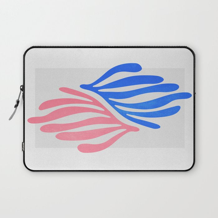 Blue & Pink Leaves: Matisse Series 01 Laptop Sleeve Gallery Image 1