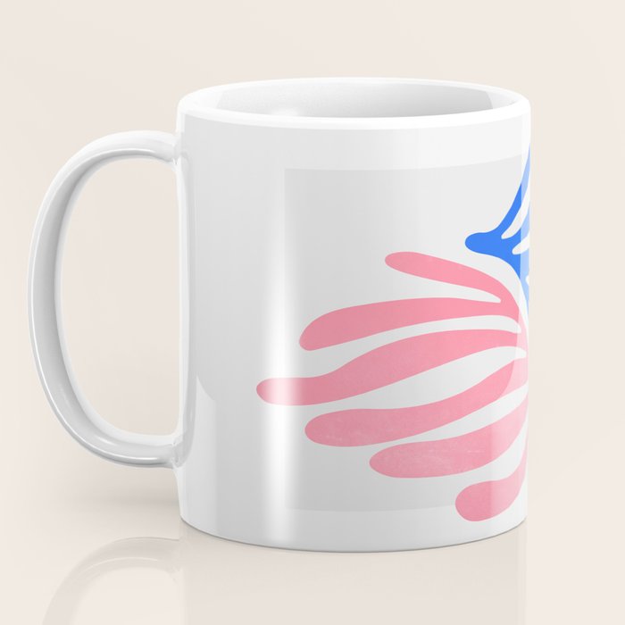 Blue & Pink Leaves: Matisse Series 01 Coffee Mug Gallery Image 3