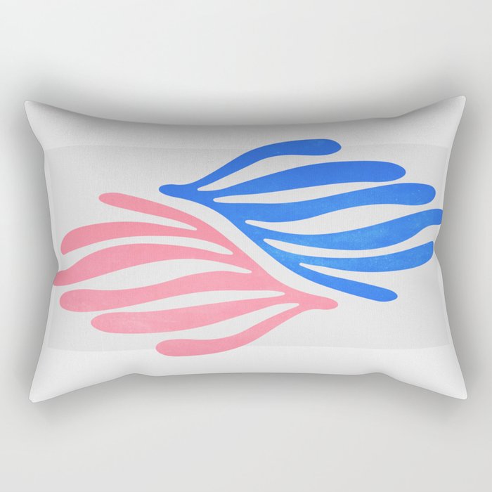 Blue & Pink Leaves: Matisse Series 01 Rectangular Pillow Gallery Image 1