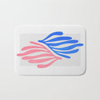Blue & Pink Leaves: Matisse Series 01 Bath Mat Gallery Image 1
