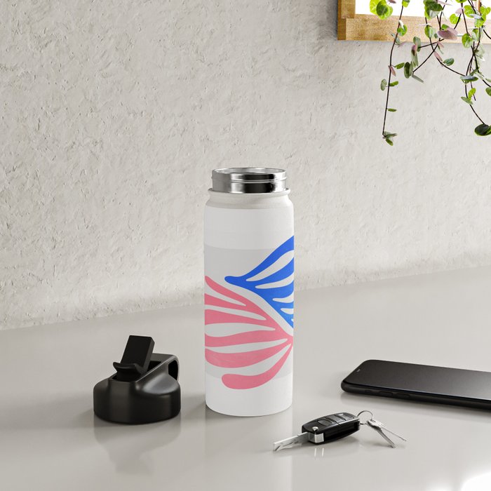 Blue & Pink Leaves: Matisse Series 01 Water Bottle Gallery Image 5