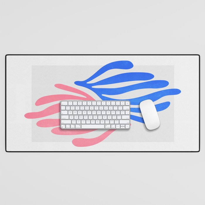 Blue & Pink Leaves: Matisse Series 01 Desk Mat Gallery Image 1