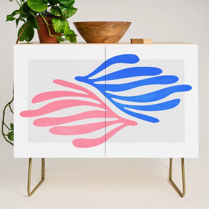 Blue & Pink Leaves: Matisse Series 01 Credenza Gallery Image 1