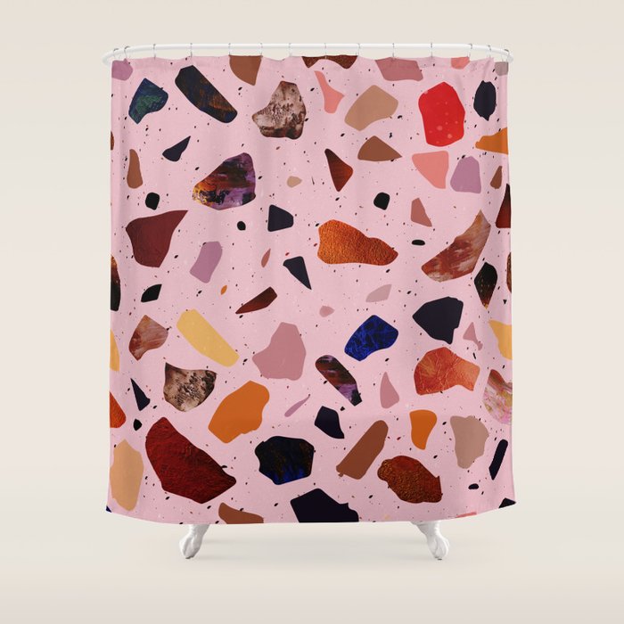 Terrazzo Rosé Shower Curtain Gallery Image 1