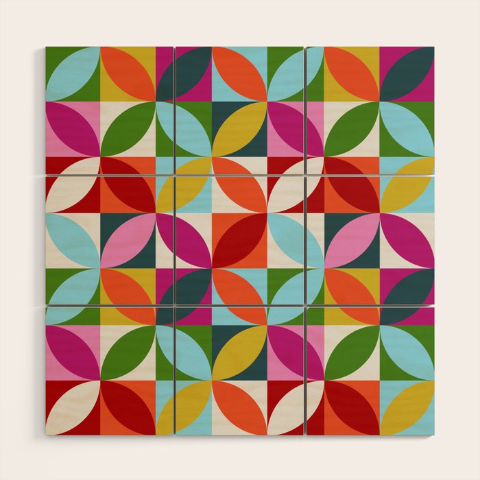 Colorful Retro Pattern Wood Wall Art Gallery Image 1