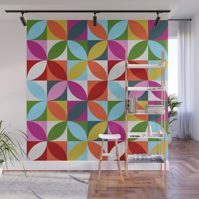 Colorful Retro Pattern Wall Mural Gallery Image 1