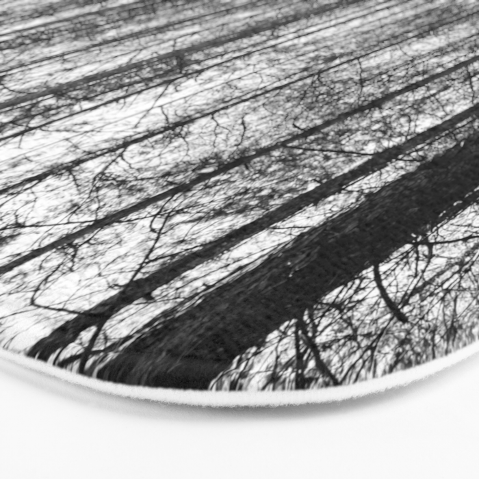 trees in forest landscape - black and white nature photography Bath Mat Gallery Image 3