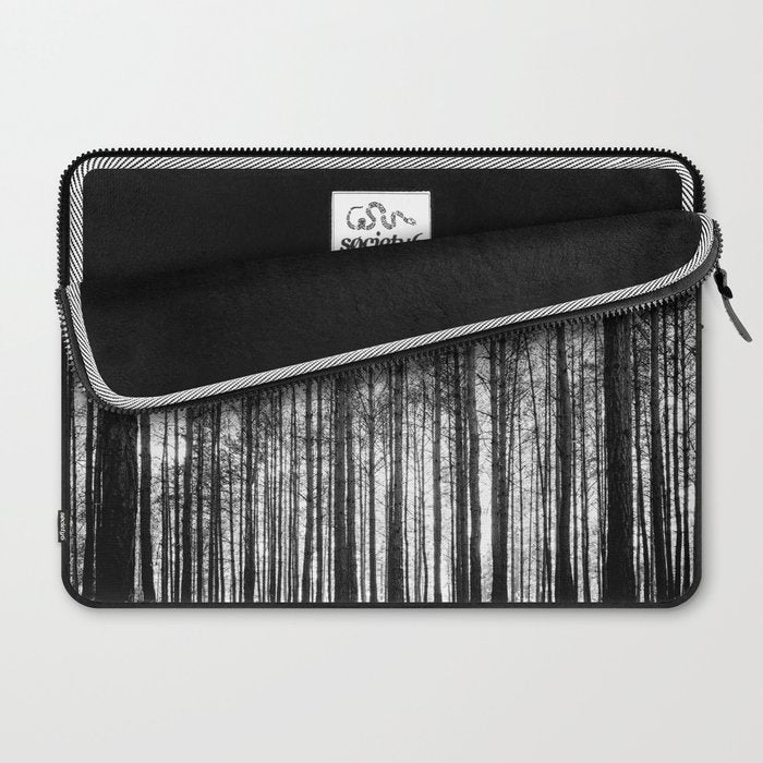 trees in forest landscape - black and white nature photography Laptop Sleeve Gallery Image 2