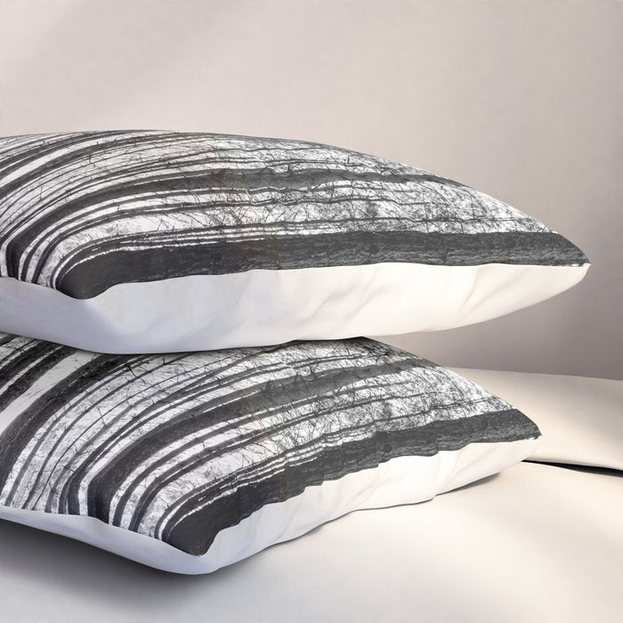 trees in forest landscape - black and white nature photography Pillow Sham Gallery Image 3