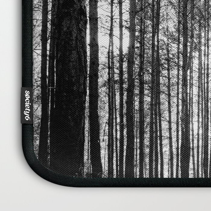 trees in forest landscape - black and white nature photography Laptop Sleeve Gallery Image 3