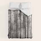 trees in forest landscape - black and white nature photography Duvet Cover Gallery Image 6