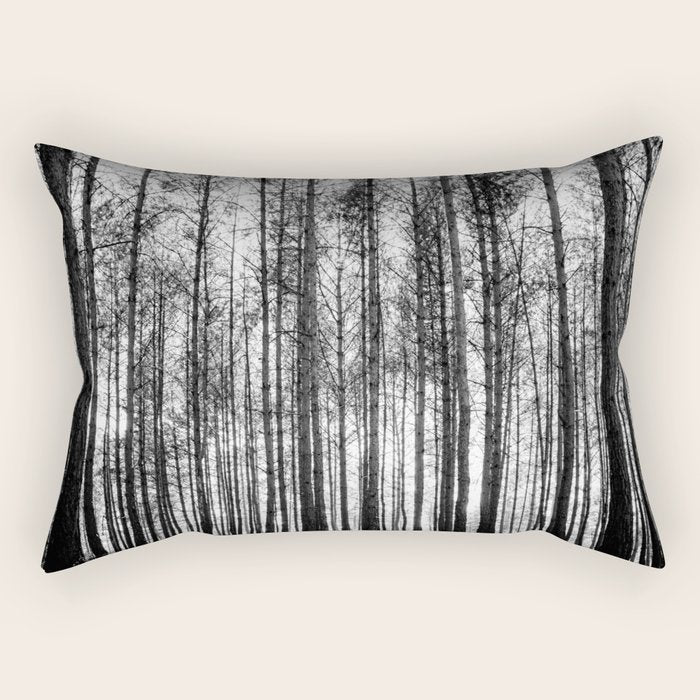trees in forest landscape - black and white nature photography Rectangular Pillow Gallery Image 1