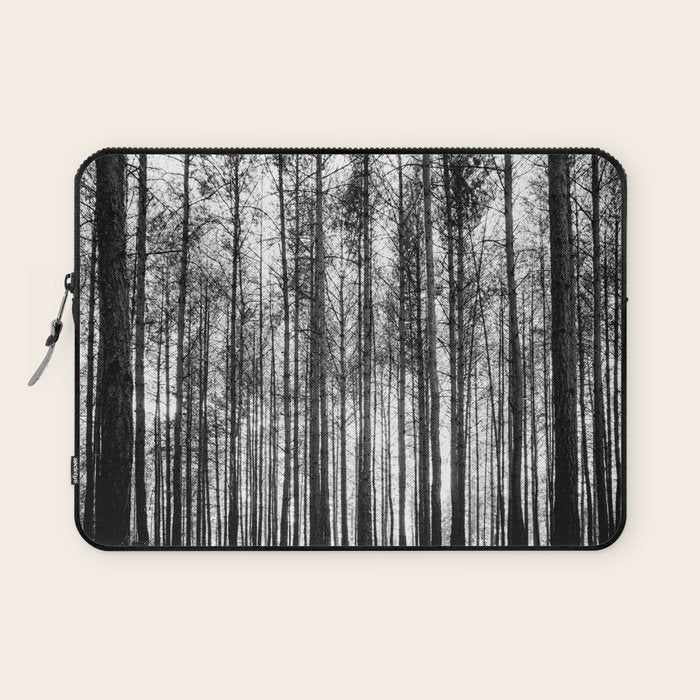 trees in forest landscape - black and white nature photography Laptop Sleeve Gallery Image 1