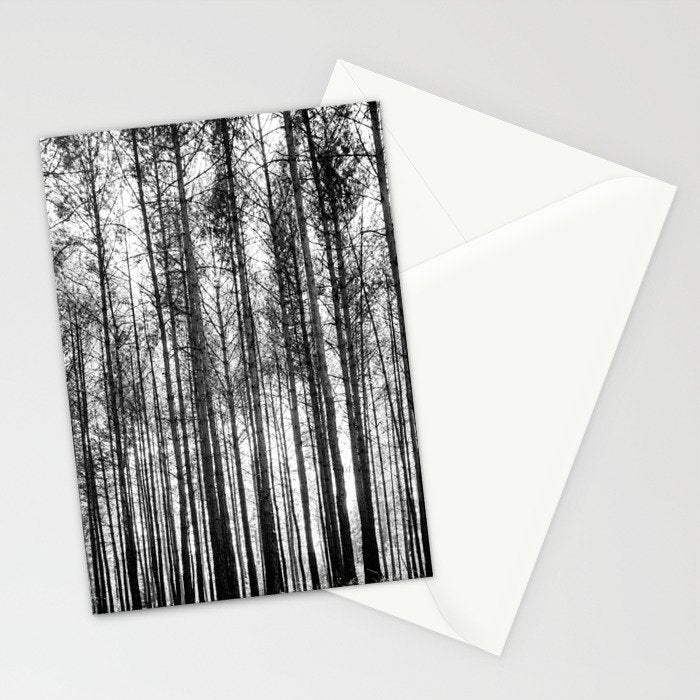 trees in forest landscape - black and white nature photography Stationery Card Gallery Image 2