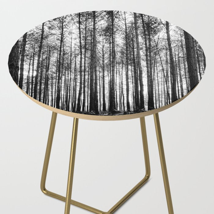trees in forest landscape - black and white nature photography Side Table Gallery Image 2