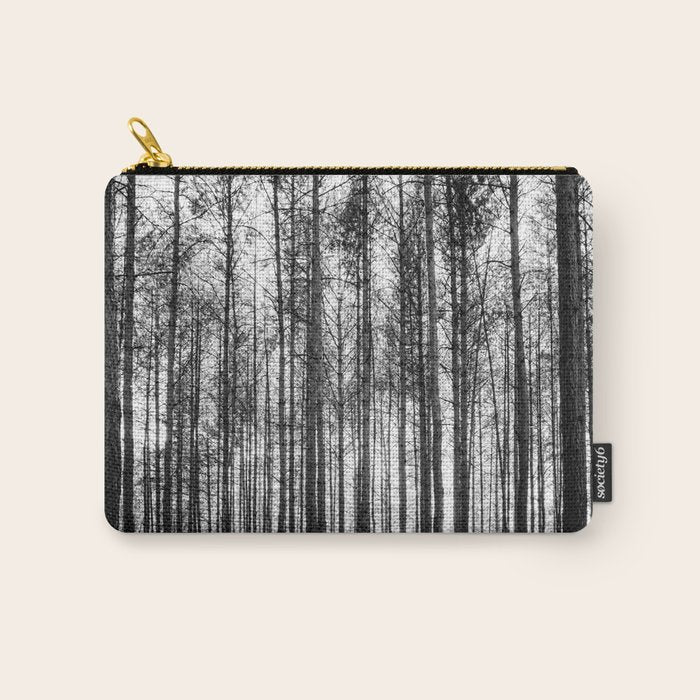 trees in forest landscape - black and white nature photography Carry All Pouch Gallery Image 1
