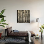 trees in forest landscape - black and white nature photography Wood Wall Art Gallery Image 2