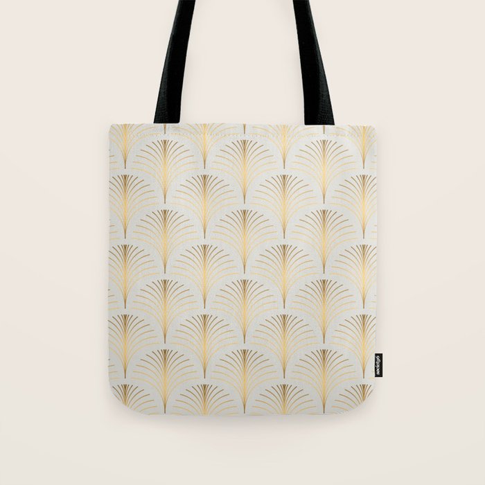 Golden Fan Leaf Art Deco Tote Bag Gallery Image 1
