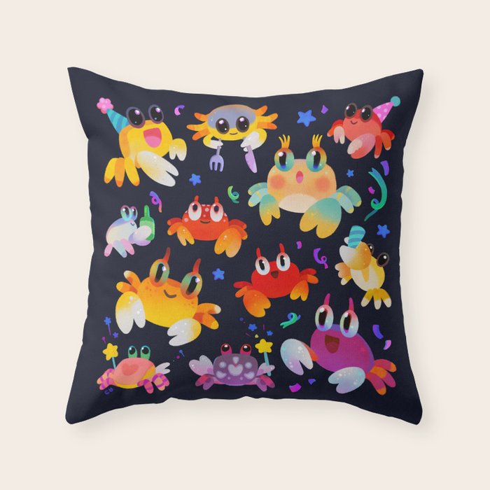 Party crab Throw Pillow Gallery Image 1