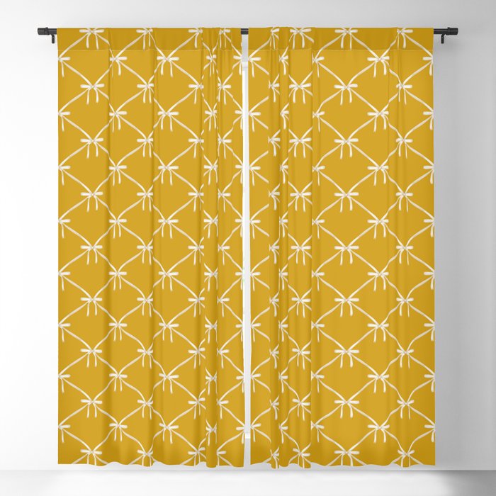 Bows & Ribbons Pattern XX Golden Yellow Window Curtain Gallery Image 1